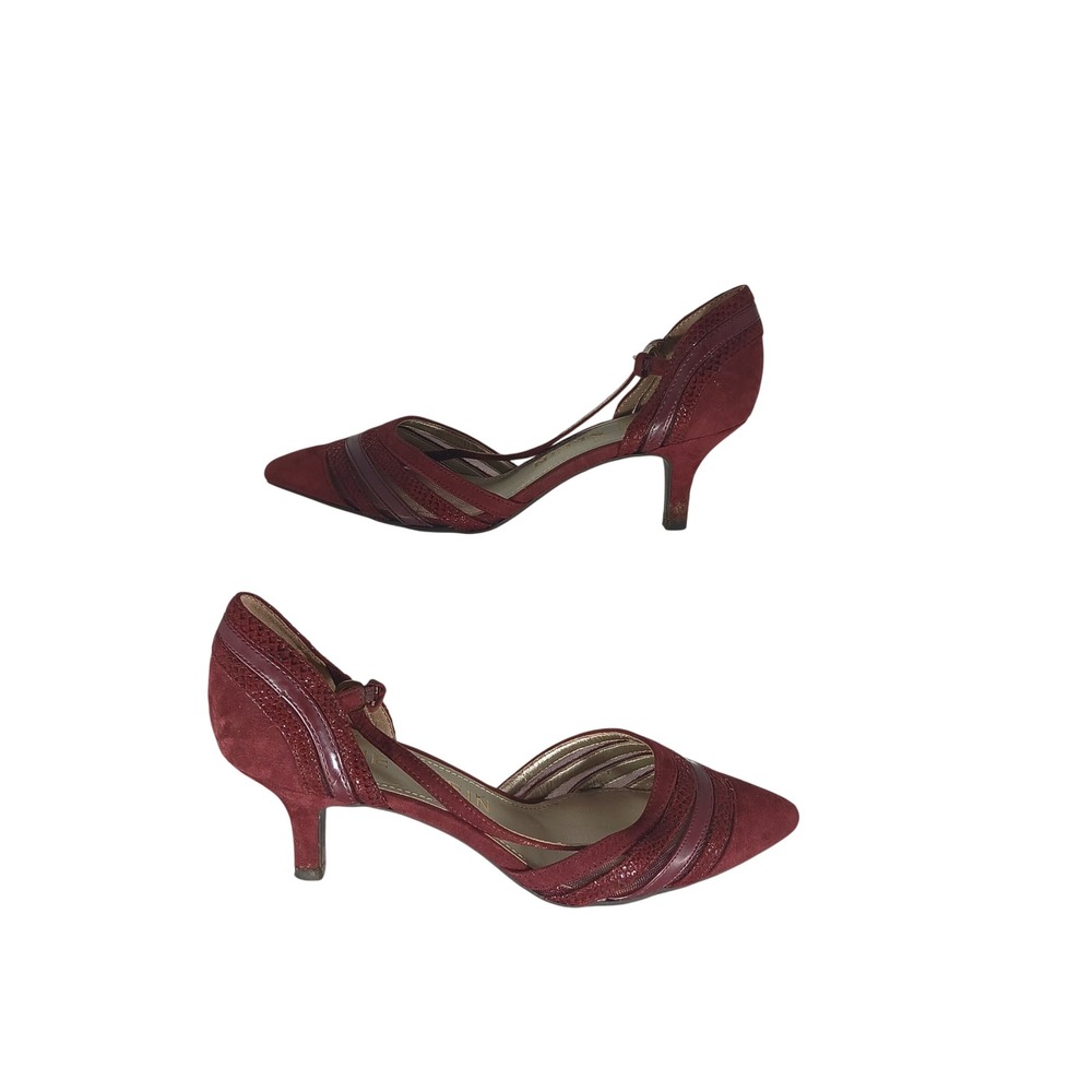 Anne Klein AKFAYME Pumps 7.5M Burgundy d'Orsay Kitten Heel Pointed Toe Shoes